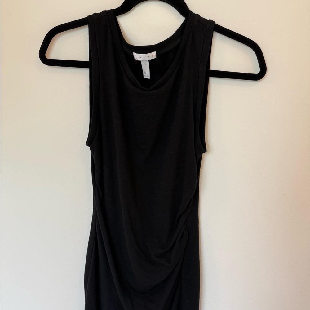LEITH Black Draped Tank Dress
